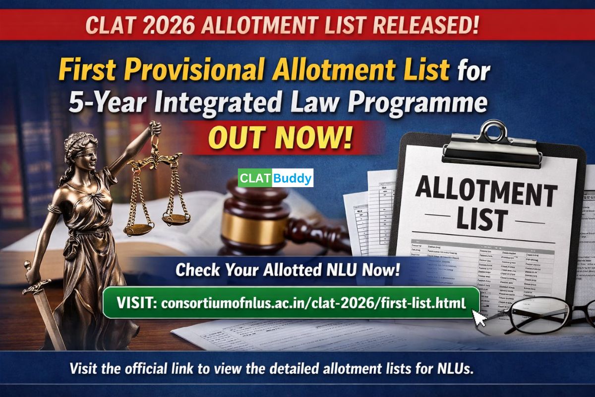 First Provisional Allotment List for CLAT 2026 UG Admissions Released