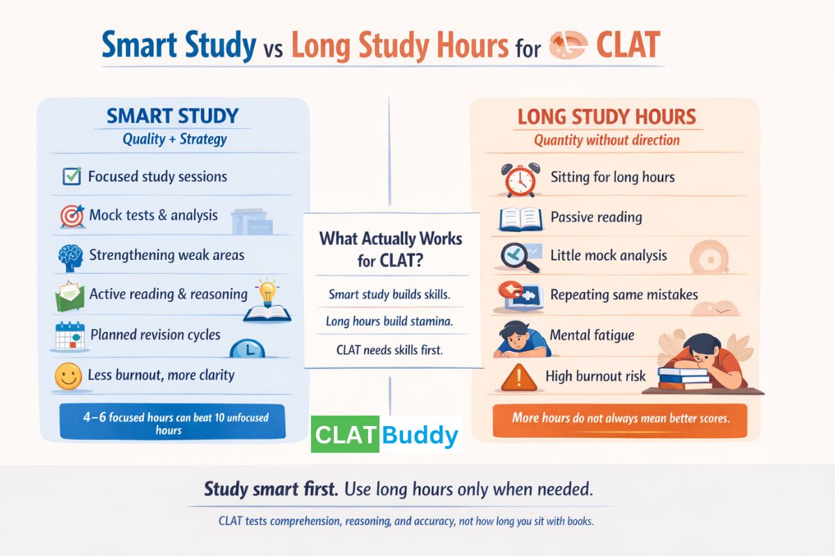 Smart Study vs Long Study Hours for CLAT